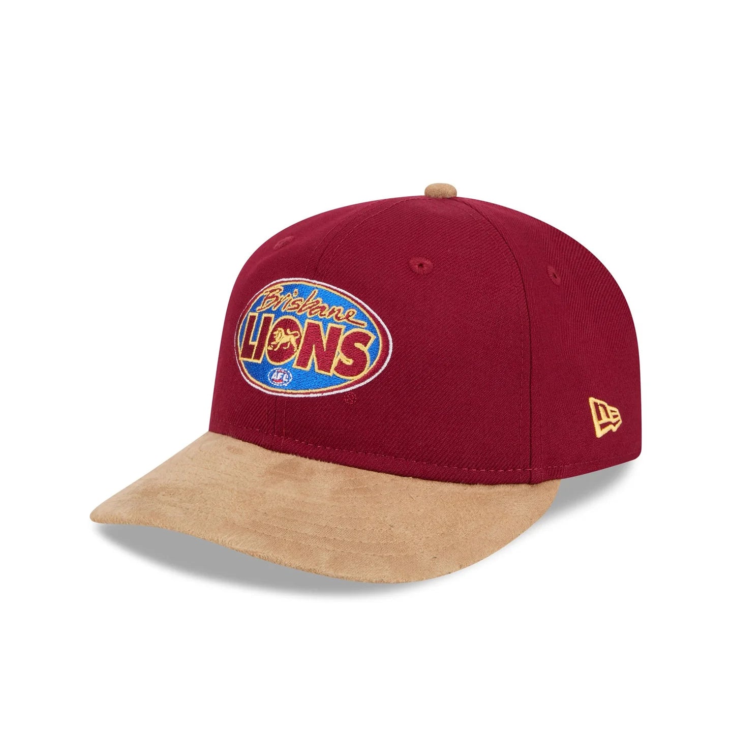 Brisbane Lions Hat - AFL 2025 Retro Contrast Suede 9Fifity Strapback Cap - New Era